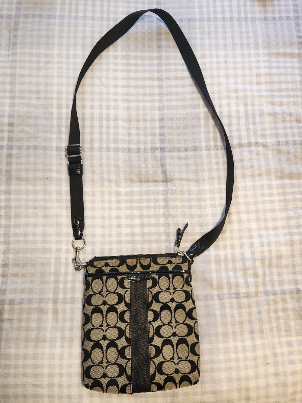 Coach Black and Tan Signature Crossbody Bag